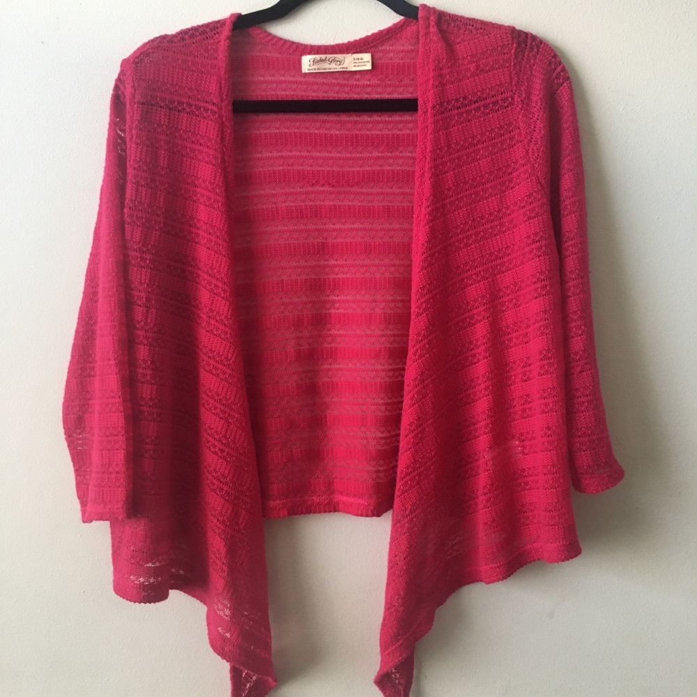 Hot pink laced long sleeve sweater